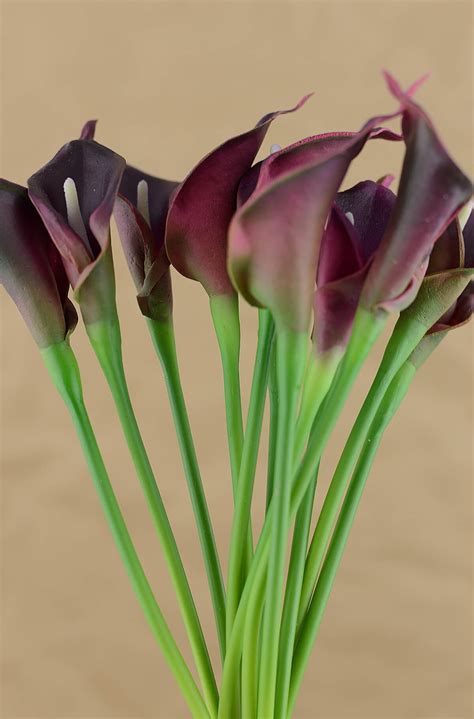 Natural Touch Deep Purple Calla Lilies Mini Bouquet 12 Flowers