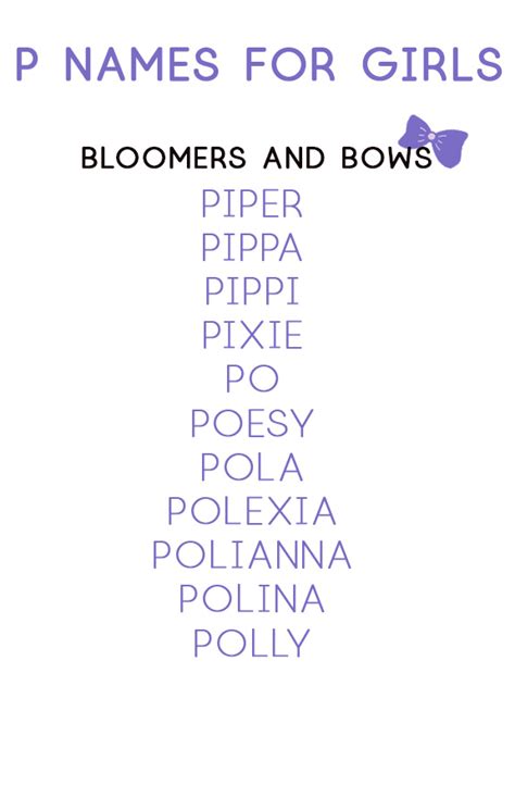 Girl Names That Start With P Baby Name Lists Bloomers And Bows P