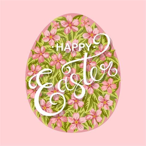 Premium Vector Happy Easter Egg With Flowers Greeting Card