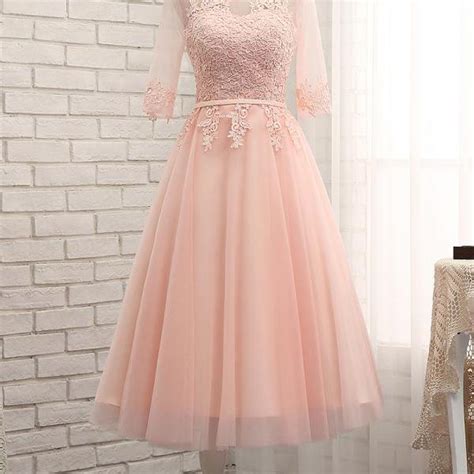 Pretty Two Piece Pink And White Lace Prom Dresses New Style Prom