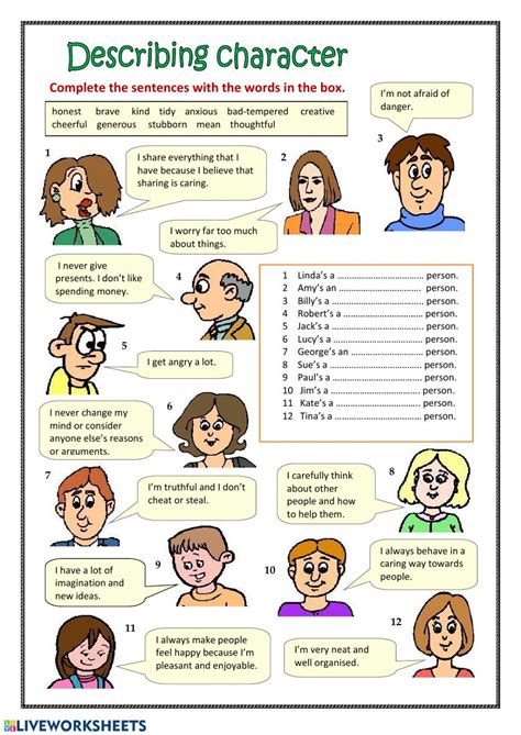 Types Of Characters Worksheet Printable Design Tips