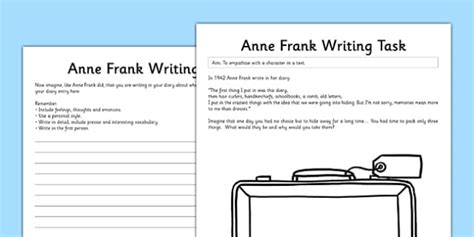 Anne Frank Writing Task Hecho Por Educadores Twinkl