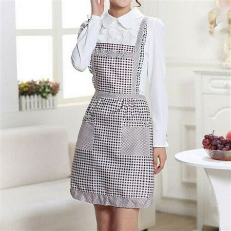 Women Cooking Kitchen Restaurant Chef Adjustable Bib Apron Dress With