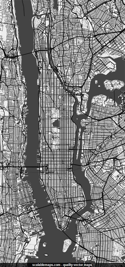 Scalablemaps Vector Map Of New York City Manhattan Black And White