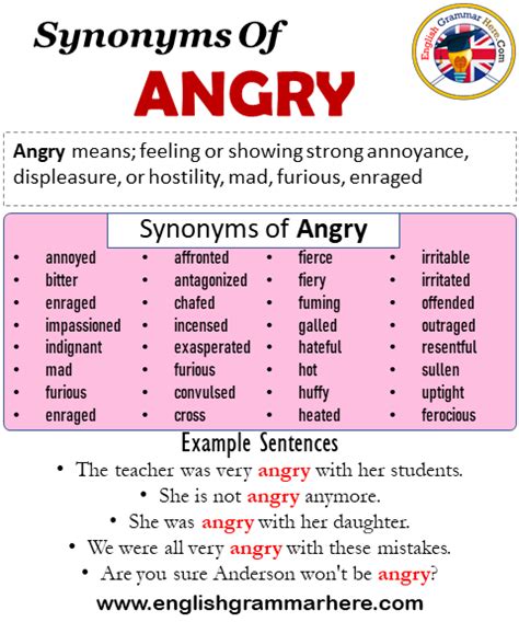 32 Synonyms Of Angry Angry Synonyms Words List Meaning And Example