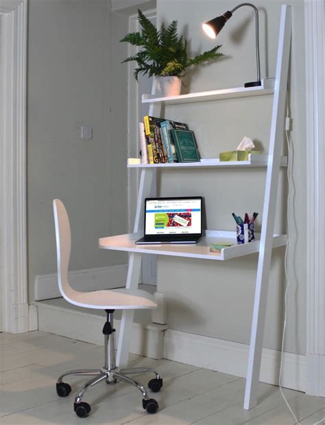 Also set sale alerts and shop exclusive offers only on shopstyle. Leaning Ladder Desk White Office 3 Shelf Storage Wood ...