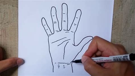 How To Draw Open Hand Palm Easy Hands Sketch And Outline Drawing Step