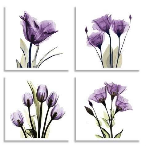 Decorations, living room light purple wall decorating ideas rooms with home design and decor walls. 4 Piece Elegant Purple Tulip Flower Painting Canvas Art ...