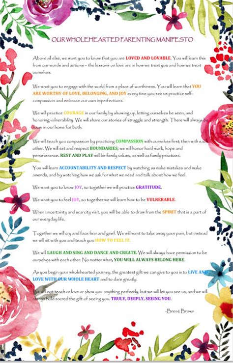 Brene Brown Parenting Manifesto Inspirational Wall Art Parenting T