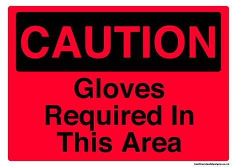 Gloves Required In This Area Caution Sign Health And Safety Signs