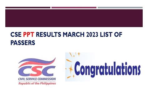 CSE PPT Results 2023 List Of Passers Csc Gov Ph Ocsergs March 26