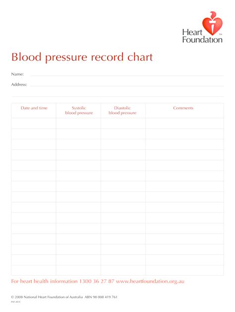 Blood Pressure Chart Record Fill Online Printable Fillable Blank
