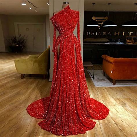 Best Long Sleeve Red Evening Gown List And Get Free Shipping F93008bd