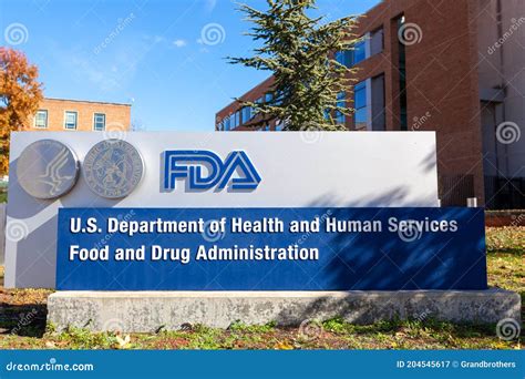 exterior view of the headquarters of us food and drug administration fda building and fda sign