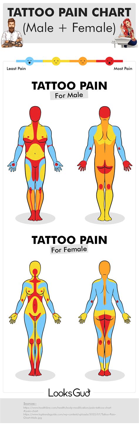 Tattoo Pain Chart Scale Of Pain Explained Female Male