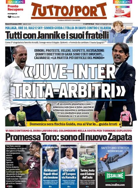 Juve Inter Trita Arbitri Errori Proteste Veleni Le Prime Pagine Del