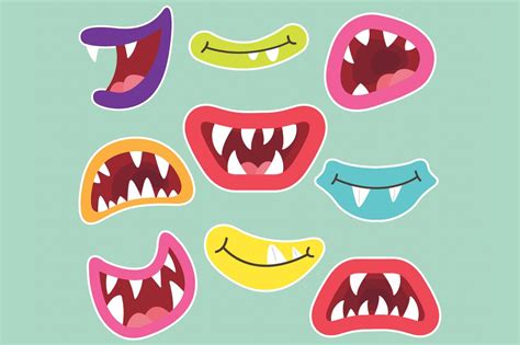 Litter Monsters Mouths Collection Illustrations Creative Market