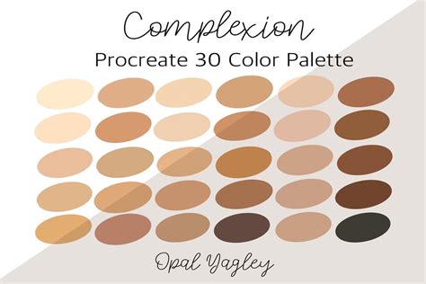 Complexion Skin Tone Procreate Color Palette Swatches