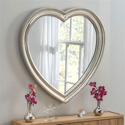 contemporary silver heart wall mirror wall mirror