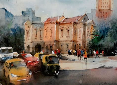 Indian Watercolour Cityscape Bangalore Watercolor Paintings For