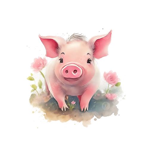 귀여운 돼지 수채화 돼지 동물 Png 일러스트 및 Psd 이미지 무료 다운로드 Pngtree