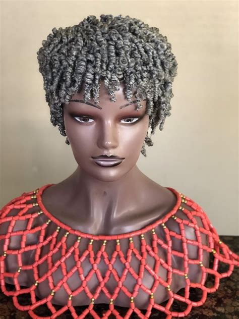 Braided Wig Spiral Wig Color Gray Short Wig For Black Women Etsy Wigs For Black Women