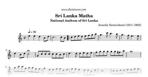Sri Lanka Matha A Samarakoon Free Flute Sheet Music