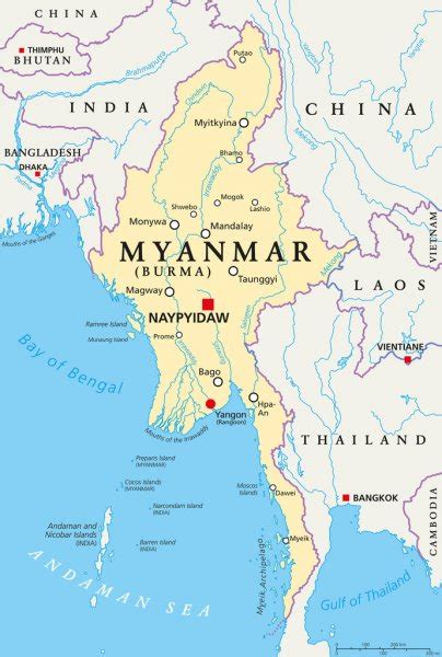 Use nosso mapa para encontrar hotéis perto da área de mianmar ou das atrações que você deseja visitar. Politieke kaart van Myanmar Birma — Stockvector © Furian ...