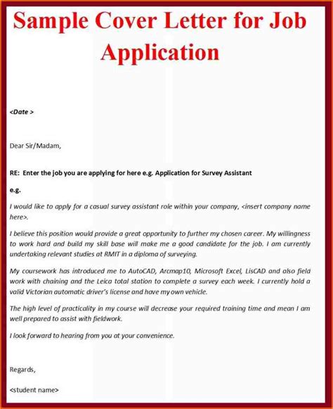 Simple Job Application Letter Example