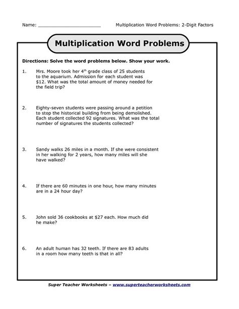 Looking for the best way to teach your 3rd grade students. Multiplication Worksheets for 3rd Grade Story Problems ...