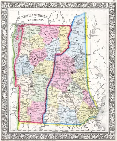New Hampshire And Vermont Wall Map By Geonova Mapsale