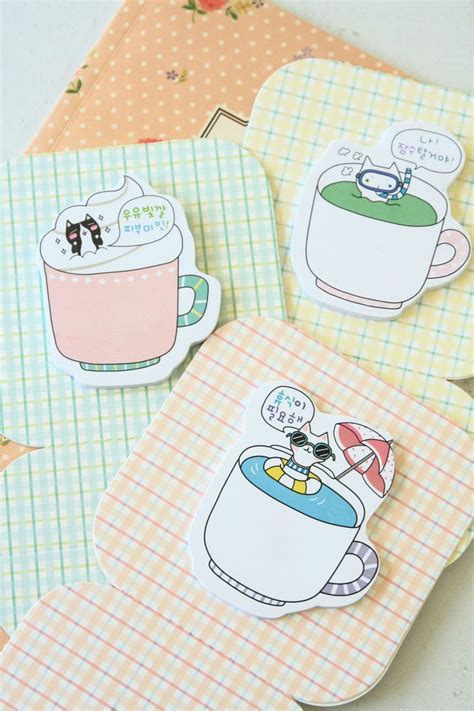 Kawaii Happy Tea Time Cute Kitty Cartoon Cats Fancy Sticky Memo Pads 4