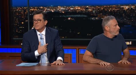 jon stewart takes over colbert s late show calls out donald trump