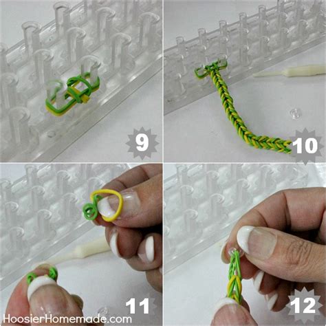 Take the rubber band and loop it over your thumb and index finger. How to Make a Fishtail Rubber Band Bracelet - Hoosier Homemade