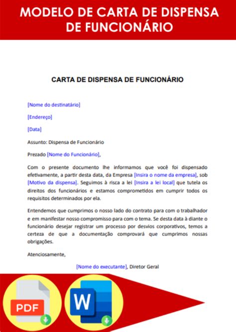 Modelo De Carta De Dispensa De Funcionário Formato Word