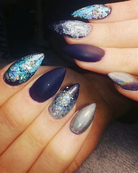 bleu nails shinyshiny glamour nails | Glamour nails, Nails, Glamour