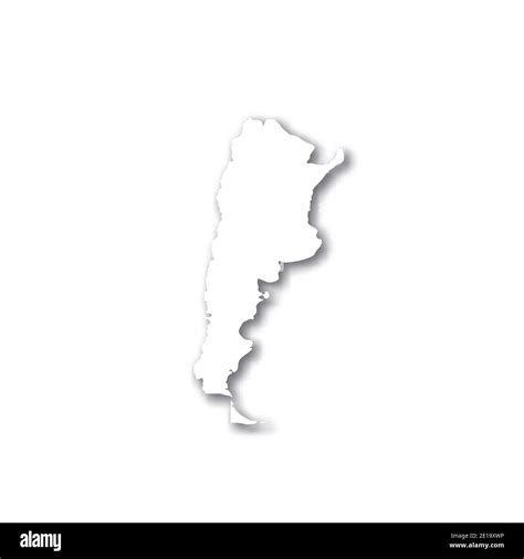Argentina Mapa De Silueta 3d Blanco De La Zona Del País Con Sombra