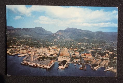 1953 Aerial View Waterfront Piers Honolulu Hi Postcard Hawaii Ebay