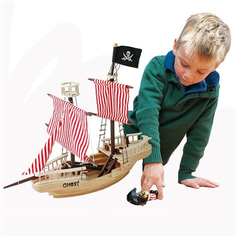 New Pirate Ship Model Building Blocks Large Wooden Pirate Ship Toy For