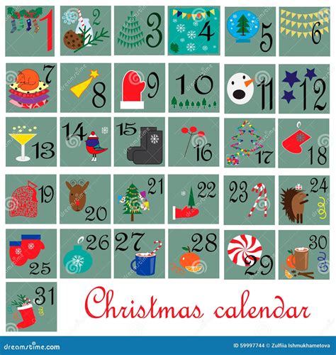 Dezember Monat Kalender Vektor Abbildung Illustration Von Kakao 59997744