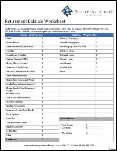 Detailed Retirement Budget Worksheet Excel