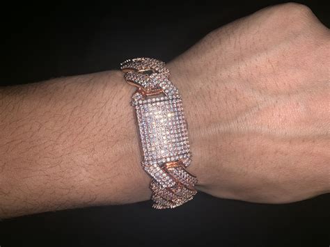 19mm Iced Out Prong Bracelet In Rose Gold Jewlz Express