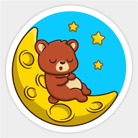 Cute Bear Sleeping On Moon Bear Sticker Teepublic