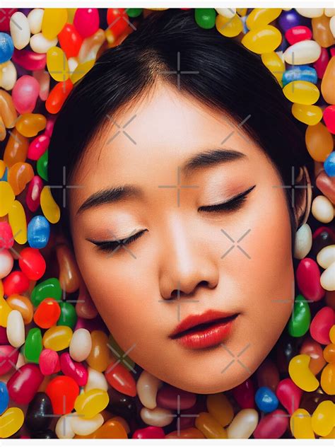 Portrait Of A Beautiful Woman With Face Surrounded By Colorful Candy Midjourney Art