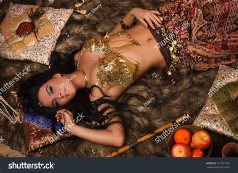 Beautiful Belly Dancer Lying Down Arabic Stock Photo Edit Now