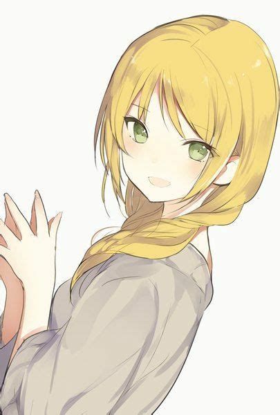 Anime Girl With Short Blonde Hair And Green Eyes
