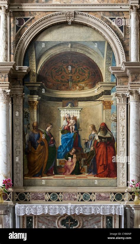 The San Zaccaria Altarpiece By Giovanni Bellini Madonna And Four Saints Stock Photo Alamy