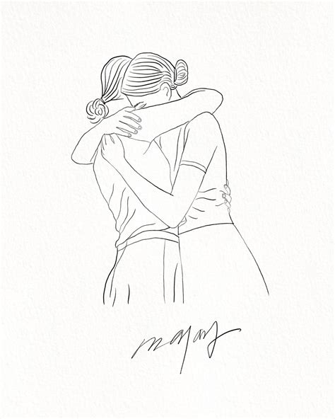 Custom Hug Comfort Two Girls Sisters Printable Wall Art Etsy