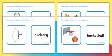 Sporting Event Equipment Matching Cards Teacher Made