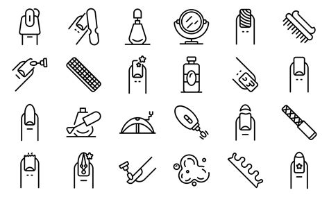Nail Icons Set Outline Style 8988397 Vector Art At Vecteezy